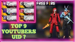 Free fire top players I'd number // Free fire famous youtubers uid