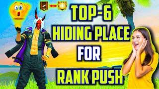 top 6 hiding place in free fire rank push || free fire secret places 2021 || tony gaming