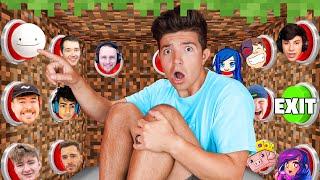 100 Minecraft YouTuber Mystery Buttons... *Only One Lets You Escape*