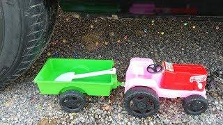 Crushing Crunchy&Soft Thing By Car!Tractor Crushing Orbeez Water Balls!Excavator Crush