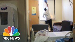 Cleaning Staff Working To Contain Coronavirus Lack Protective Gear | NBC News NOW