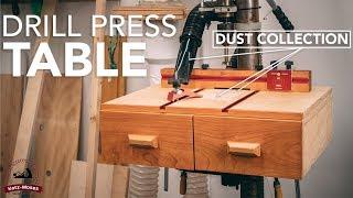 Ultimate Drill Press Table with 3 Types of Dust Collection and Storage