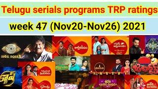 top 30 trp rating telugu serials week 47 2021 | trp ratings telugu serials | trp ratings this week