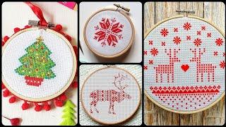 Top 10 Cross Stitch Christmas Embroidery work || Stylish Cross stitch Christmas Patterns