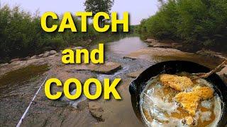 Catch and Cook Cast Iron skillet Fried Crappie on the bank