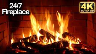 Instrumental Christmas Music 24/7 with live Fireplace 