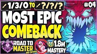 MOST EPIC COMEBACK Against 1.8m Mastery FIORA! Road to Master #04 - LoL Cho'Gath Season 10 Gameplay