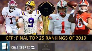 College Football Playoff Top 25: Final Rankings & New Year’s 6 Bowls For 2019 CFB Season