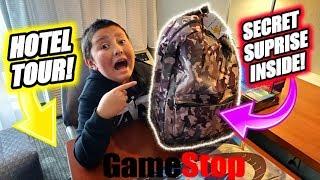 OUR ROOM TOUR!! GAMESTOP GAVE US A SURPRISE BACKPACK FILLED WITH AWESOME STUFF INSIDE!!