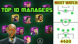 10 BEST MANAGERS TO WIN EVERY MATCHES IN PES 20 MOBILE | TOP MANAGERS WITH FORMATION & DETAILS |