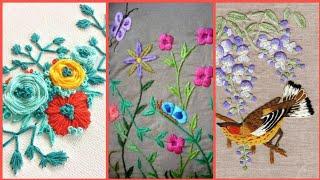 Top Amazing Modern Color Full Amazing Hand embroidery Designs | Different Embroidered Flower Design