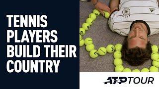 Players Create Their Country With Tennis Balls!