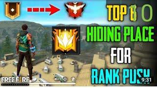 TOP 10 HIDING PLACE FOR RANK PUSH IN FREE FIRE / GRAMDMASTER FAST PUSH TIPS AND TRICKS