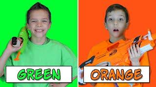 NERF BATTLE Using Only ONE Color with EXTREME Nerf Blasters! (Eli vs Liam Nerf Challenge 3)