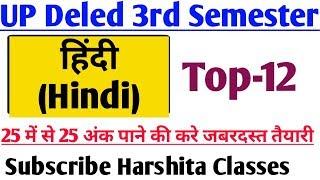 UP Deled 3rd Semester Hindi (हिंदी) Top-12 question 