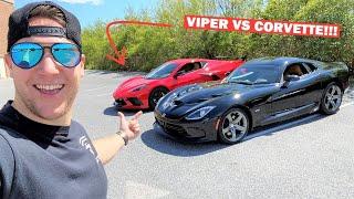 GUY IN A 2020 C8 Corvette Said He Could BEAT My Viper!!! Ft. Driving An SRT10 Ram!