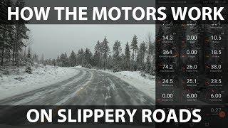 Driving Tesla Model 3 Performance on slippery road