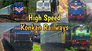 TOP 10 FASTEST TRAINS IN KONKAN RAILWAYS|| TEJAS - RAJDHANI  - DURONTO AND HIGH SPEED TRAIN SKIPS