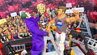 JOKER JON MOXLEY VS WWE STAGE CREATOR HARDCORE CHAMPIONSHIP ACTION FIGURE LADDER MATCH!