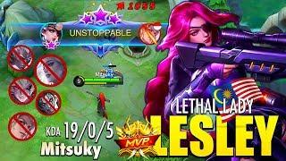 Lesley Starlight Gameplay | Lesley New Skin Lethal Lady | Mitsuky Top Global Lesley ~ Mobile Legends