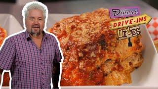 Guy Fieri Eats JUMBO Lasagna on #DDD | Food Network