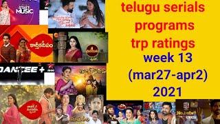 top 10 trp rating telugu serials and programs week 13 2021