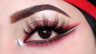 How to Apply Red Smudge Liner using Glamourous face pallet//step by step makeup// look#6