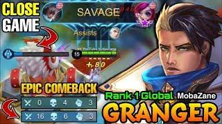 EPIC COMEBACK & SAVAGE!! Granger The Game Changer - Top 1 Global Granger YouTube MobaZane - MLBB