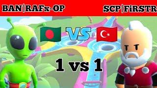 Stumble Guys Bangladesh top 10 vs Turkey top 5 || 1 vs 1 || Super Slide || Space Race | Rafsan Playz