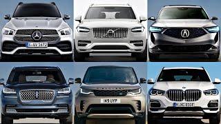 Top 10 Best 3-Row Luxury Midsize SUVs (2021) genesis gv80, audi q7, mercedes gle, bmw x5, acura mdx.