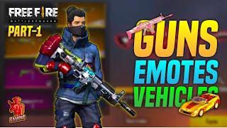 My Freefire Collection Part-1 | Free Legendary Guns Free Vehicle Skins and Free Emotes? | Pri Gaming