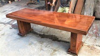 An Extremely Simple & Beauty Dining Table From Monolithic Hardwood // Luxury Woodworking Projects