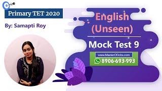 Mock Test 9 | English | Unseen - WB Primary TET 2020 | Master Of Jobs