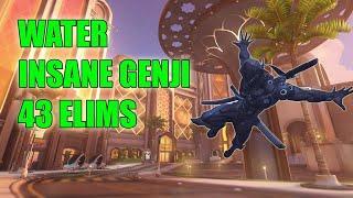 WATER INSANE GENJI GAMEPLAY 43ELIMS - TOP 500 OVERWATCH SEASON 21