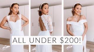 TRYING ON 5 WEDDING DRESSES UNDER $200 | Lulus Bridal