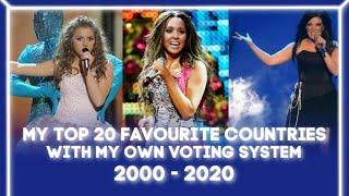 Eurovision - My Top 20 Favourite Countries | With my own voting system | 2000 - 2020