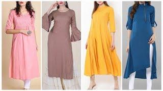 Top 10 plain kurti with straight cut palazzo design ideas,classy party simple kurti designs