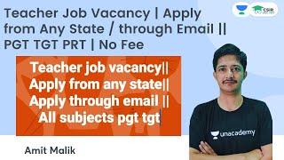 Teacher Job Vacancy | Apply from Any State / through Email || PGT TGT PRT | No Fee || CSIR NET