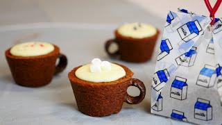 Hot Milk Mug Cookies - DAISO Origami Wrapping Included ダイソーのシリコンカップで作る ホットミルク マグカップクッキーと折り紙ラッピング