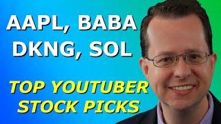 AAPL, BABA, DKNG, SOL - Top 10 YouTuber Stock Picks for Tuesday, April 13, 2021