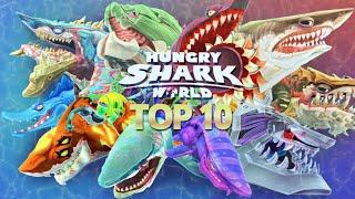 TOP 10 STRONGEST SHARKS in HUNGRY SHARK WORLD