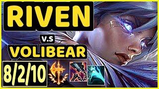 RIVEN vs VOLIBEAR - 8/2/10 KDA TOP GAMEPLAY - NA Ranked MASTER