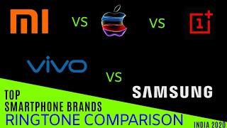 #Top smartphones brand ringtones comparison #xiaomi #samsung #oneplus #Vivo #apple india 2020