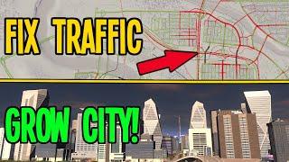 BIG BRAIN Traffic Fix Grows City to 200K in Cities Skylines!!