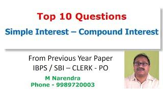 Top 10 Simple Interest and Compound Interest from Previous Year Paper (IBPS/SBI)