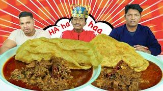 Puri aur indian spicy mutton curry | eating challenge |