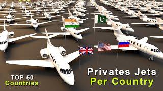 Private Jets Per Country Comparison | Top 50 Country comparison by  Number of Private Jets