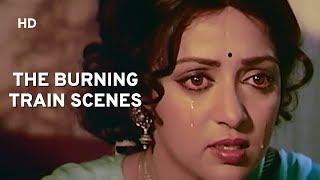 Blockbuster Bollywood Movie | The Burning Train Scenes | Dharmendra | Hema Malini | Vinod Khanna