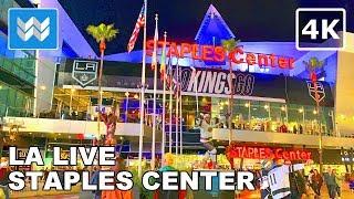 Walking around LA Live & Staples Center at Night in Downtown Los Angeles USA  