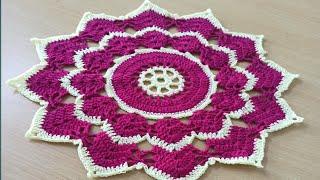 CROCHET THALPOSH - How to Crochet Rumal/Table Top/Mandala/ Sousplat -थालपोश -Crosia design 8 #holi